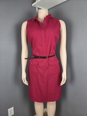 Sleeveless Pink Polo Dress with Belt